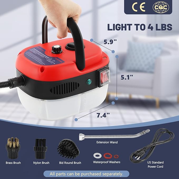 Nettoyeur Vapeur à Main 2500W 1600ml - Chauffage 15s - 3.0 Bar - 12 accessoires - Nettoyeur vapeur - Rue du Commerce