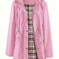 🧥50 % DE RÉDUCTION🌧️Veste mi-longue à capuche, imperméable et coupe-vent, à carreaux