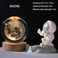 🪐✨ 50 % de réduction ⚡ Veilleuse en cristal gravé 3D – Galaxie, Système solaire ou Saturne dans une sphère lumineuse ! Socle en bois, idéal comme cadeau 🌌🎁