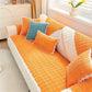 🛋️ 50% DE RÉDUCTION! 🧵 Housse de Canapé Antidérapante en Velours Côtelé – Colour Block avec Dentelle, Douce & Ajustement Universel 🏠