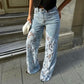 📢📢Grandes soldes !⏰Jeans en denim patchwork dentelle tendance