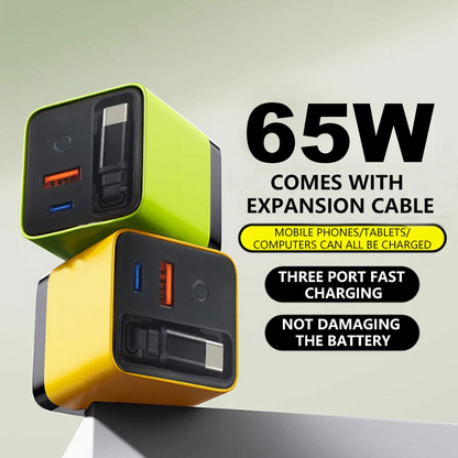 🔥‑50% PROMO FLASH🔌 Chargeur 65W rétractable Type‑C, format poche, multi‑appareils téléphone tablette PC, sans câbles désordonnés ✨💼