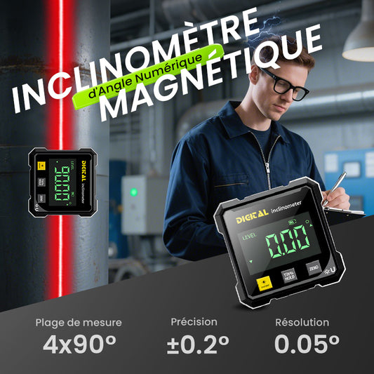 🔥50 % de réduction ! Inclinomètre numérique magnétique à 4 côtés avec laser – Précision ±0,2°, double mode & fixation 360° pour pros 📐⚡