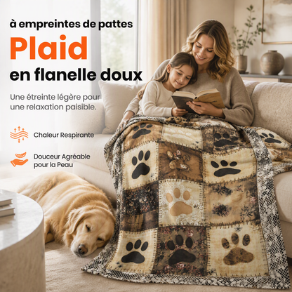 🐾🔥50% DE RÉDUCTION ! Couverture flanelle motif pattes, ultra douce, réconfortante pour canapé🛋️