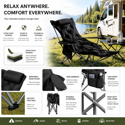 🏕️🌿 Chaise pliable portable multifonction | Légère et robuste, adaptée à la plage, terrasse et sorties camping ✅