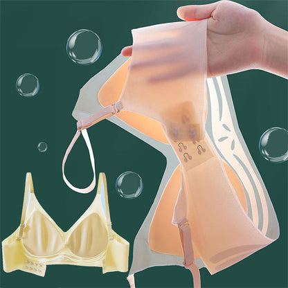 Soutien-gorge Respirant sans Armature en Soie Glacée et Latex à Soutien Souple pour Femmes