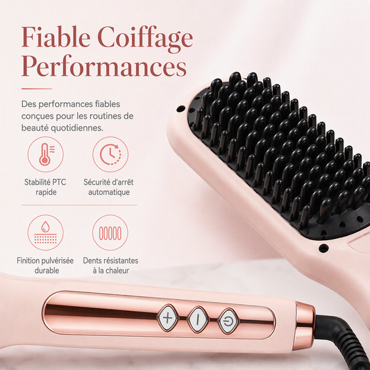 🔥‑50% Réduction ! Brosse de coiffage intelligente 💇‍♀️ Lissage facile, cheveux doux, idéal pour coiffer rapidement ✨