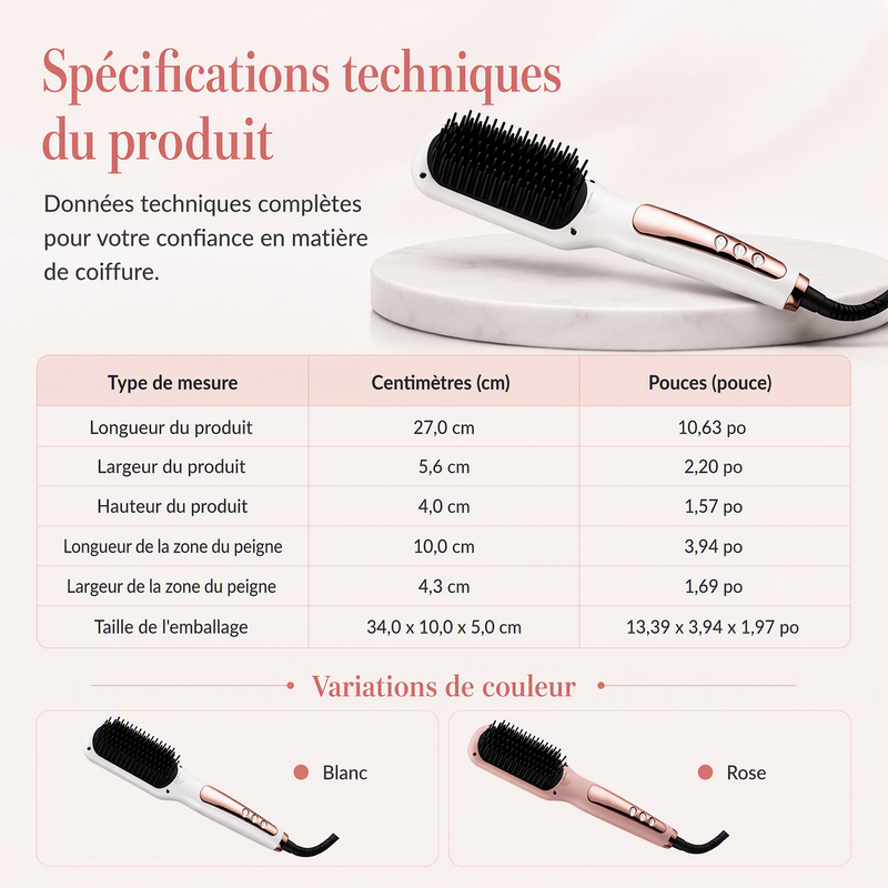 🔥‑50% Réduction ! Brosse de coiffage intelligente 💇‍♀️ Lissage facile, cheveux doux, idéal pour coiffer rapidement ✨