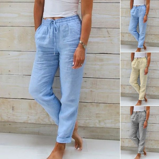 💎 56% DE RÉDUCTION ! 💎 Pantalon Décontracté à Jambe Droite – Coton & Lin Respirant, Taille Élastiquée & 6 Couleurs Disponibles 🌿👖