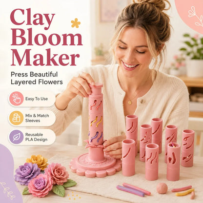🔥‑50% Réduction ! Kit création fleurs pâte à modeler 🌸 Pour débutants, outil 3D réutilisable, 24 couleurs incluses ✨