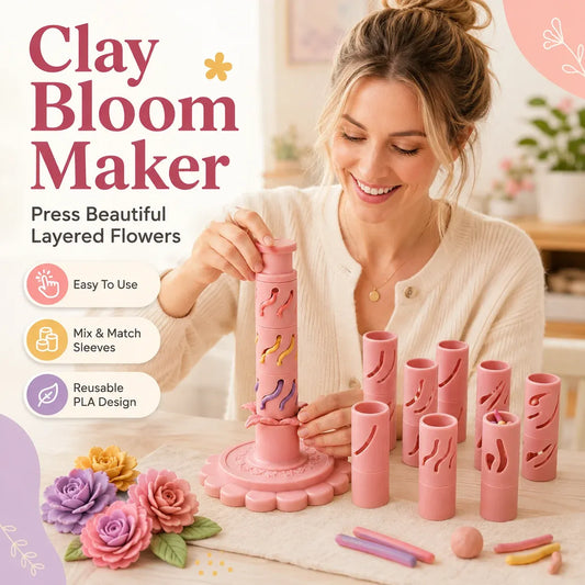 🔥‑50% Réduction ! Kit création fleurs pâte à modeler 🌸 Pour débutants, outil 3D réutilisable, 24 couleurs incluses ✨