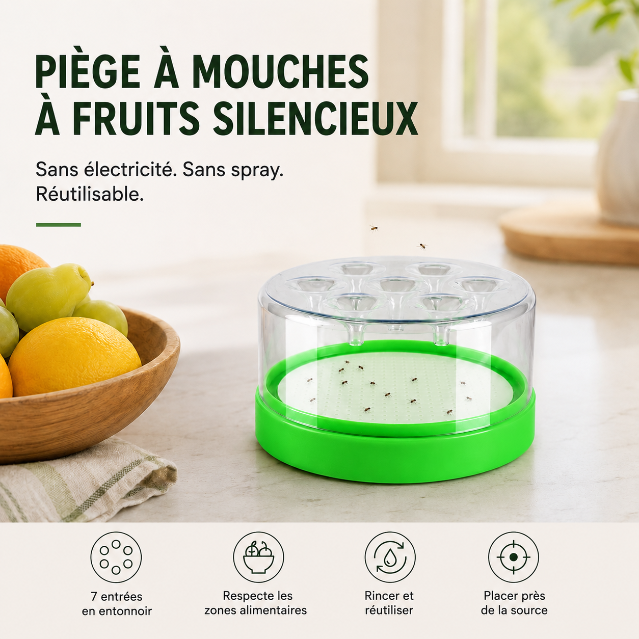 🌿💚 Piège à moucherons sans énergie, lavable et réutilisable ✅