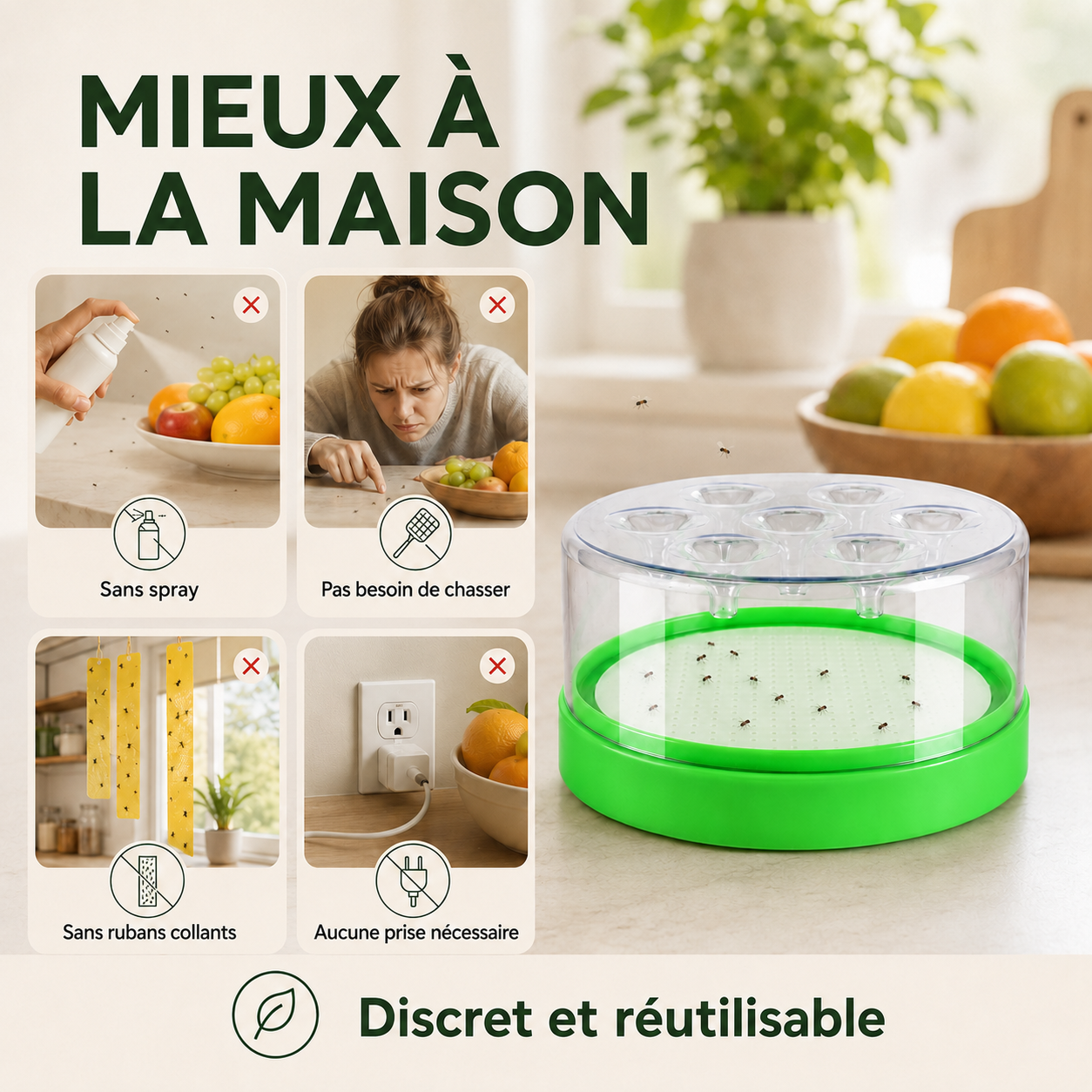 🌿💚 Piège à moucherons sans énergie, lavable et réutilisable ✅