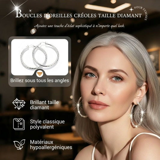 ✨👉Boucles d'oreilles créoles taille diamant pour femmes💎