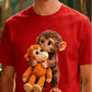 🐒💖 T-shirt Unisexe Motif Singe Câlin • Promo Printemps ✨👕