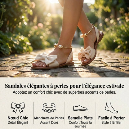 🌺 Offre d'été à durée limitée 💐 Sandales élégantes à brides et perles à la cheville