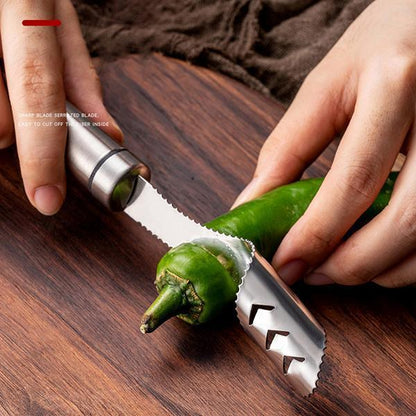 🔥50% DE RÉDUCTION !🫑Épépineur de Poivrons Inox ✨Dénoyautage Rapide, Simple à Utiliser pour Cuisine🏡