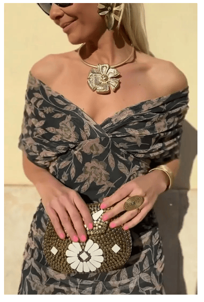 🎁  Vente chaude 49% de réduction 🔥 Robe imprimée à col V hors épaule pour femmes