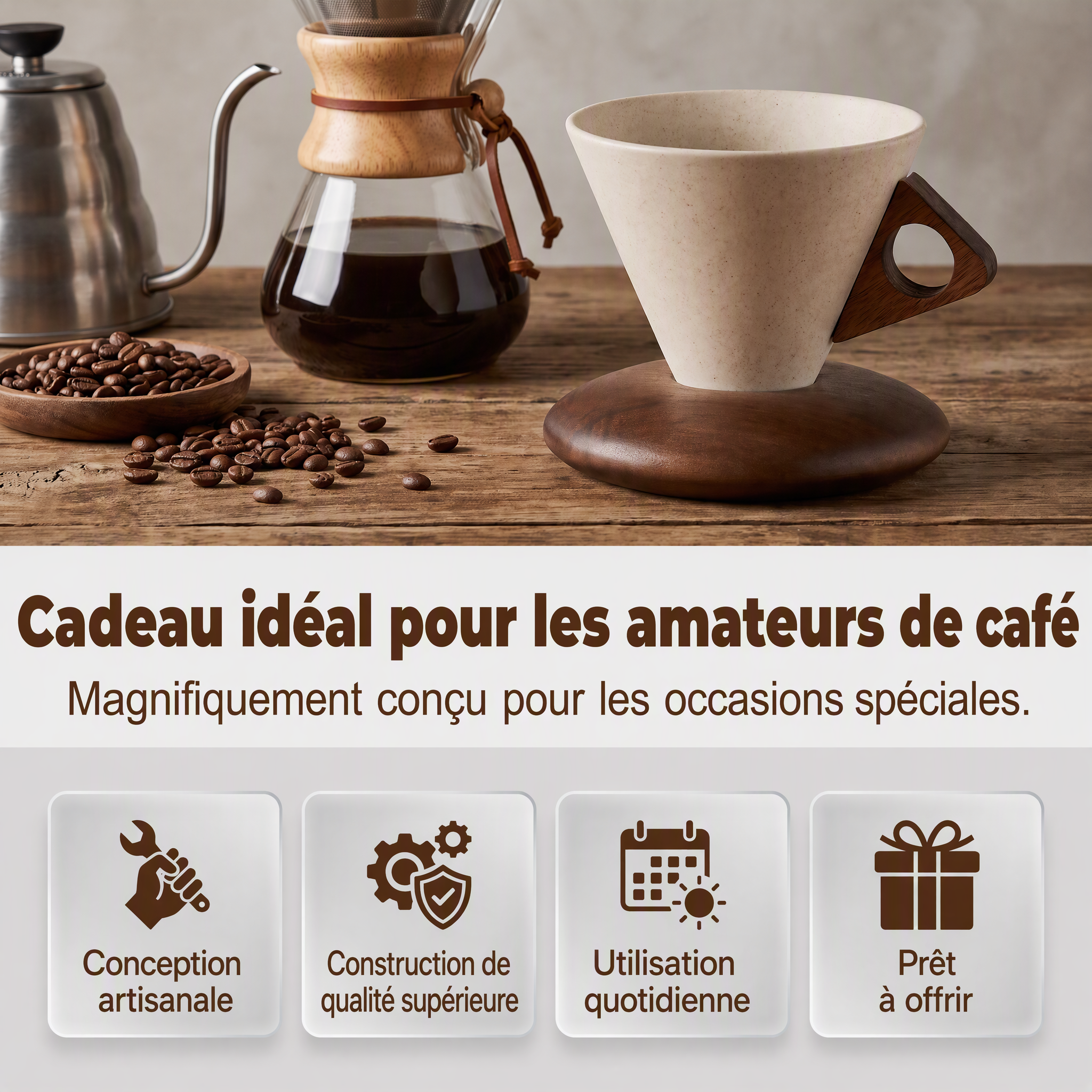 ☕ PROMO FLASH : 50% DE RÉDUCTION ! 🍂 Tasse à Café Vintage – Anse en Bois & Sous-tasse – Poterie Rustique & Émail Mat – 150 ml for Moments Chaleureux ✨