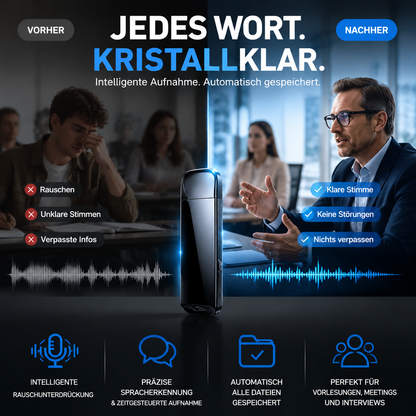 🚗-50% 🔒 Enregistreur vocal USB crypté, anti-bruit, enregistrement une touche et déclenchement vocal haute clarté ✨