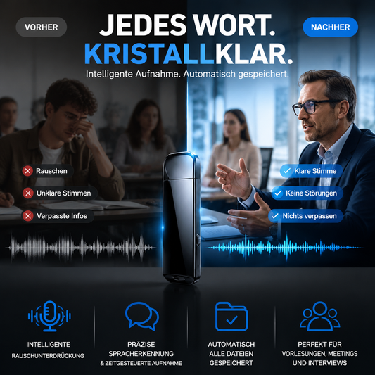 🚗-50% 🔒 Enregistreur vocal USB crypté, anti-bruit, enregistrement une touche et déclenchement vocal haute clarté ✨