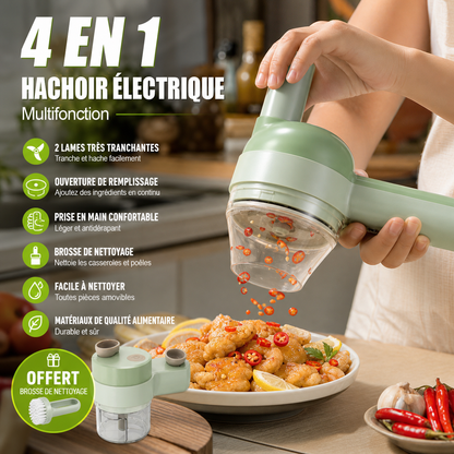🔥‑51% PROMO FLASH🔪 Mini robot cuisine 4‑en‑1 sans fil : hachoir, éplucheur, brosse, multifonction rapide pour vos préparations 🍲✨