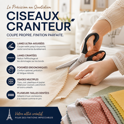 ✂️Ciseaux à bord zig‑zag en acier inoxydable ✨Poignée ergonomique, anti‑effilochage pour couture et bricolage 🧵