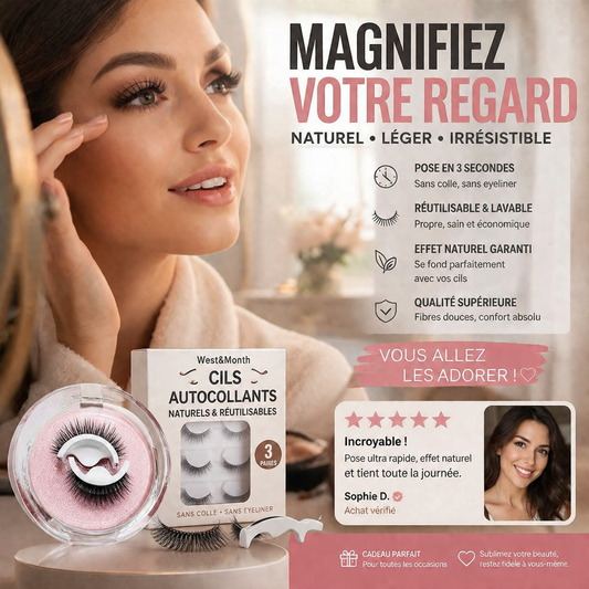 💦✨ Faux cils auto-adhésifs et imperméables - Sans colle, ils agrandissent facilement votre regard 👁️