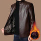 🔥Men’s New Fall/Winter Haining Leather Jacket for Men: Fleece-Lined and Plus Size! 🧥✨