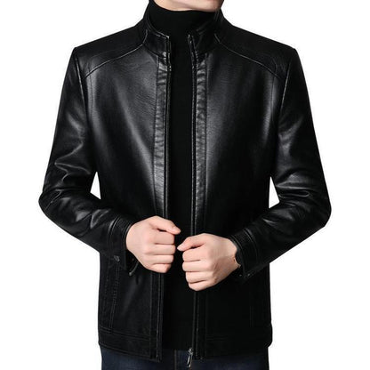 🔥Men’s New Fall/Winter Haining Leather Jacket for Men: Fleece-Lined and Plus Size! 🧥✨