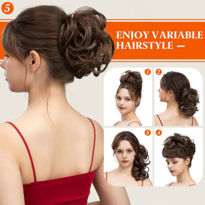🔥⏰50% DE RÉDUCTION 💇 Postiche chignon flou volumineux, fixation invisible, coiffure rapide en un geste ✨