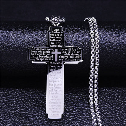 Collier à Pendentif en Croix avec Verset Biblique