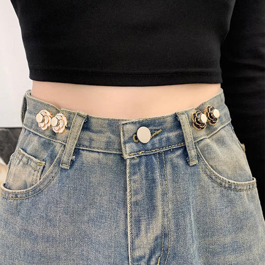 Boucles de Taille Détachables en Forme de Camélia pour Jeans Amples