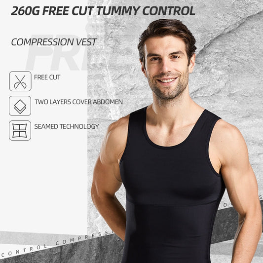 Maillot de corps amincissant pour homme, contrôle du ventre et de la poitrine