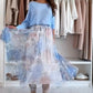 Ensemble bleu 2 pièces : haut avec nœud au dos et jupe en tulle