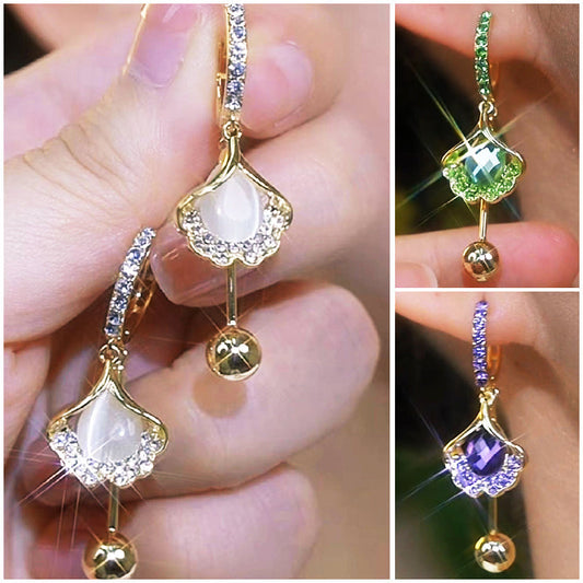 Délicates boucles d'oreilles en feuille de ginkgo pour femmes