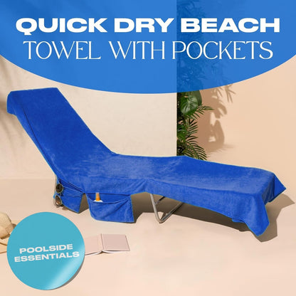 📢📢50 % de desconto!! ⏰ Toalha de praia com bolsos e bolsa de transporte – Secagem rápida, ultra-absorvente e perfeitamente estável na espreguiçadeira 🏖️🧺