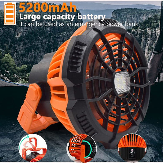 💥Ventilateur de camping portable avec lampe de poche LED💥