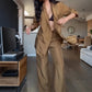 🚚Livraison à domicile✨Haut à Col en V et Pantalon Long à Jambes Larges