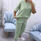 ⏳ Offre spéciale à durée limitée ⏰ Ensemble haut et pantalon décontractés de couleur unie pour femme