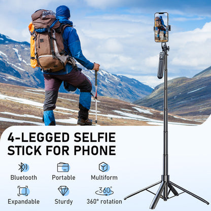 📱📸 Trépied perche selfie à quatre pattes | Maintien stable du smartphone, parfait pour vlogs, selfies et diffusion en direct ✅