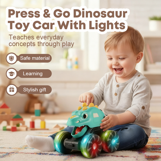 🦖 Voiture dinosaure à pousser pour enfants avec lumières LED, 3 modèles, jouet robuste ⚡‑60 % de réduction pour le Black Friday 🚙✨