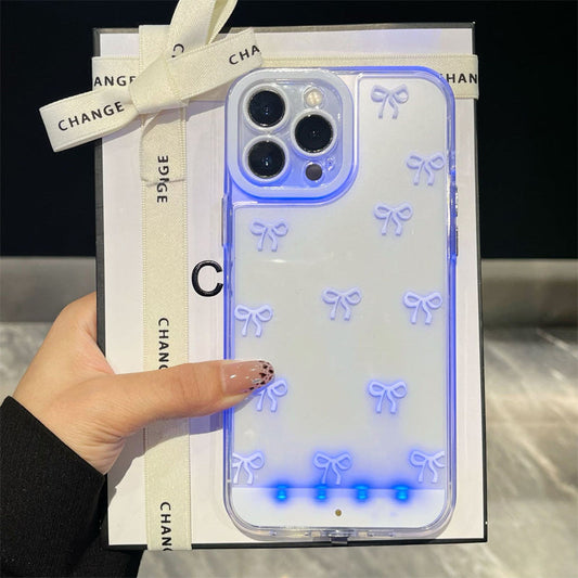 📱✨ Coque LED pour iPhone motif nœud, alertes lumineuses d’appel, TPU souple antichoc découpes parfaites ✨