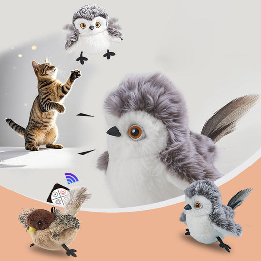 Jouet pour chat amusant en forme d'oiseau avec capteur tactile intelligent et son