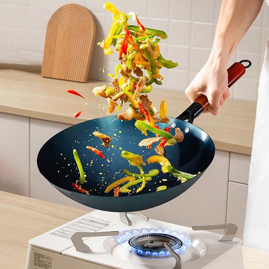 🎁🍳 Wok Antiadhésif en Fer – Cadeau Pratique pour la Cuisine Maison ✨