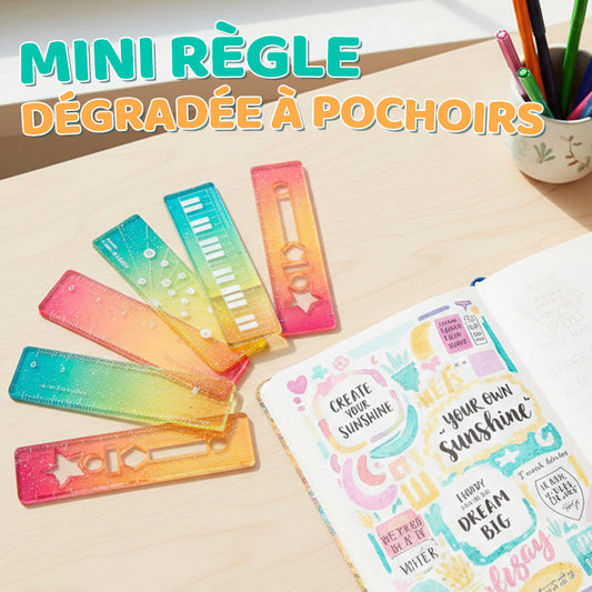 Mini règle dégradée à pochoirs 🎨 | Facile pour les enfants ! Précis, sûr & coloré, idéal pour dessiner, scoler & créer ✨ – Cadeau parfait pour petits artistes 👶👧👦