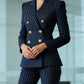 💼 Tailleur d‘Autorité Moderne | Costume Femme à Rayures Princesse ✨【Soldes -60%】