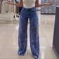 📢📢Grandes soldes !⏰Jeans en denim patchwork dentelle tendance