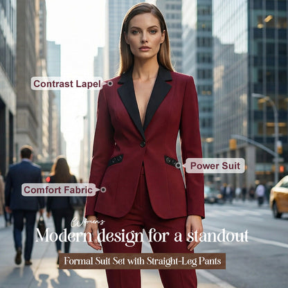 💐60% DE RÉDUCTION – TEMPS LIMITÉ ! Ensemble Formel avec Pantalon Droit – Polyester Durable & Élégant 🖤👖【Promo Flash】