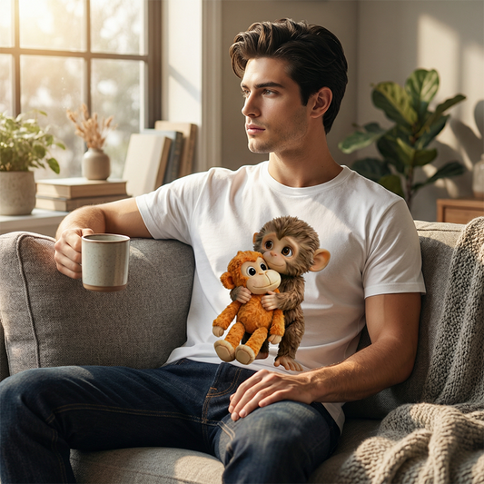 🐒💖 T-shirt Unisexe Motif Singe Câlin • Promo Printemps ✨👕